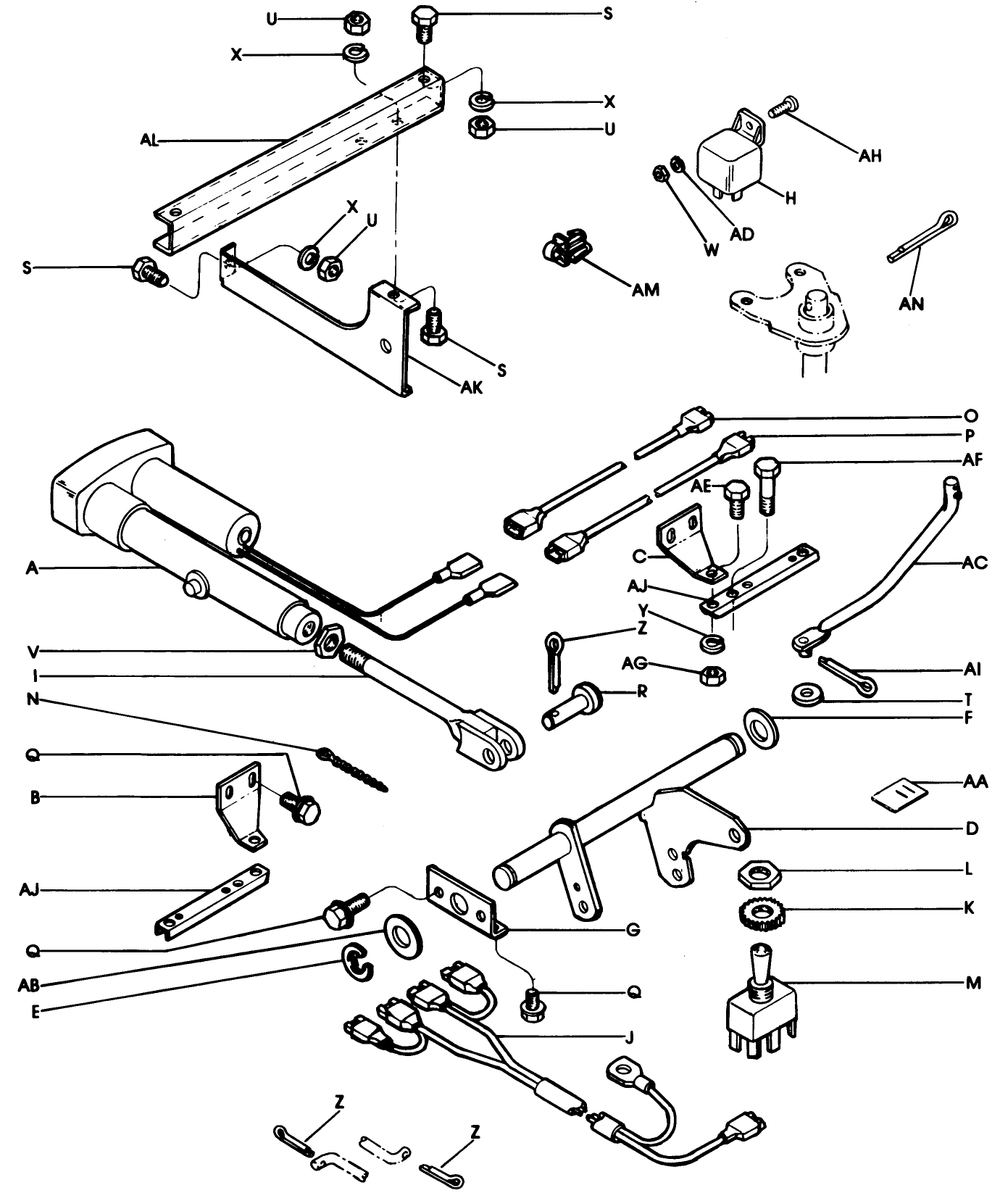 Electric Lift Kit Diagram and Parts List for 62542C (G00000001-G99999999)(1988) Lawn Boy Lawn Tractor
